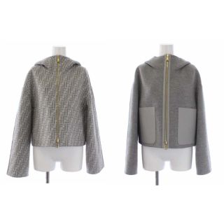 フェンディ(FENDI)のFENDI GIACCA FF DOUBLE WOOL ショートジャケット 38(ブルゾン)