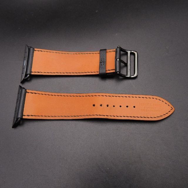 Hermes - HERMES アップルウォッチ レザーベルト 黒 Apple Watchの通販