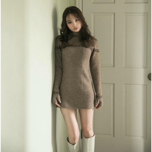 Bubbles(バブルス)のandmary ❤︎ mitten mini dress color brown レディースのワンピース(ミニワンピース)の商品写真