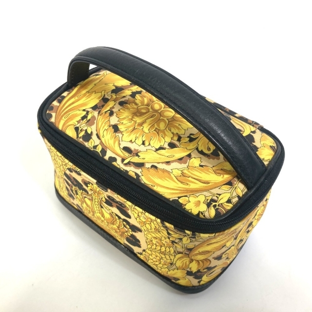 VERSACE(ヴェルサーチ)のヴェルサーチ VERSACE サンバースト 総柄 ハンドバッグ バニティバッグ PVC/レザー イエロー レディースのバッグ(ハンドバッグ)の商品写真