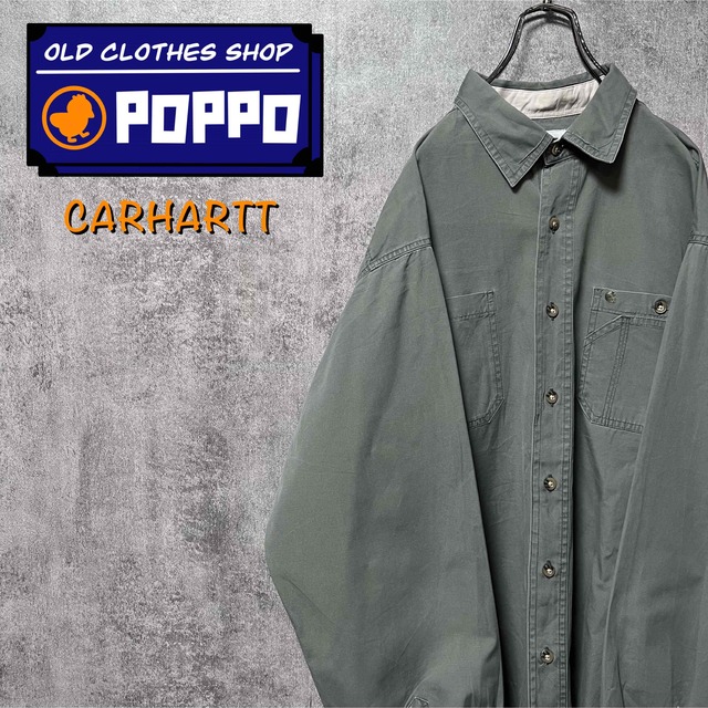 carhartt - カーハート☆ワンポイント刺繍ロゴダブルポケットビッグワークシャツの通販 by ★フォロー割★古着屋ぽっぽ｜カーハートならラクマ