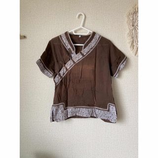 エスニック和花柄カットソー ユニフォーム 制服 オリエンタル 民族(Tシャツ/カットソー(半袖/袖なし))