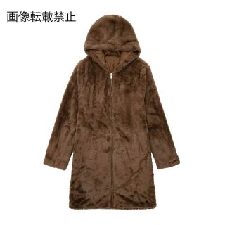 🍬10月新作🍭9614◆brown ブラウン フード付き ファーコート(毛皮/ファーコート)