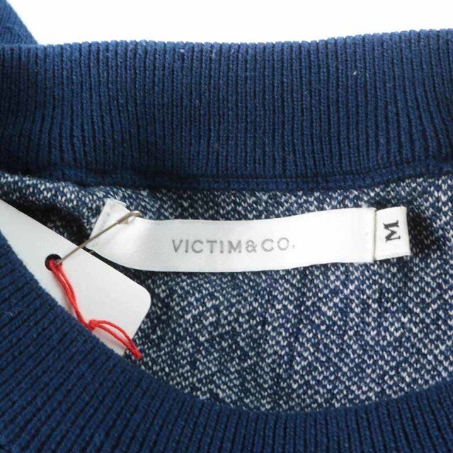 VICTIM(ヴィクティム)のVICTIM VINTAGE KNIT YALE ニット セーター 長袖 M 紺 メンズのトップス(ニット/セーター)の商品写真