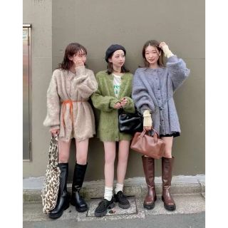 Kastane - カスタネ コード紐付きMIX起毛ガウン BIG カーディガン