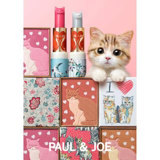 ポールアンドジョー(PAUL & JOE)のお値下げ😻ポール&ジョー🐱猫リップ🐱しっぽ風パフ付きフェイス& アイカラー(口紅)