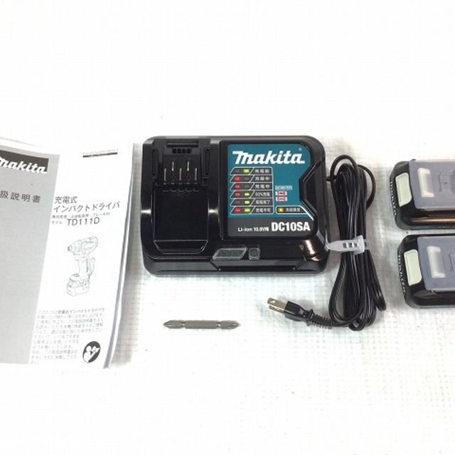 ☆未使用品☆ makita マキタ 10.8V 充電式インパクトドライバ TD111DSHX バッテリー2個(BL1015)付き 充電器(DC10SA)付き 60737