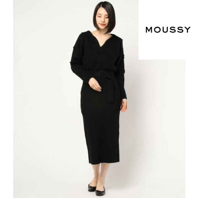 moussy Belted Flower Motif Dress 新品 ニット