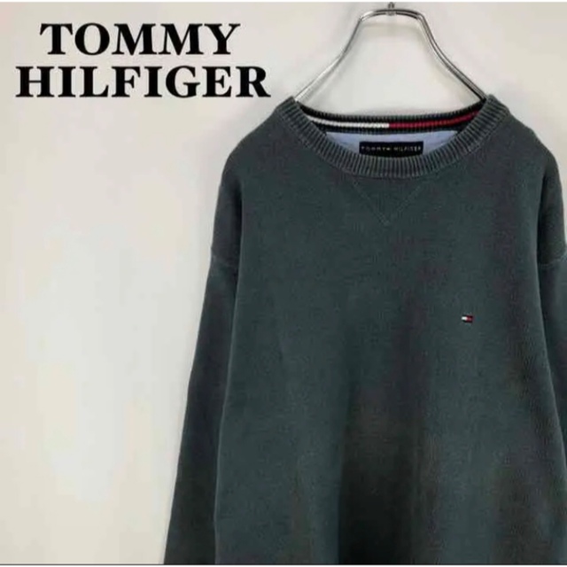 TOMMY HILFIGER(トミーヒルフィガー)のトミーヒルフィガー☆ワンポイント 刺繍フラッグロゴ コットンニットセーター メンズのトップス(ニット/セーター)の商品写真