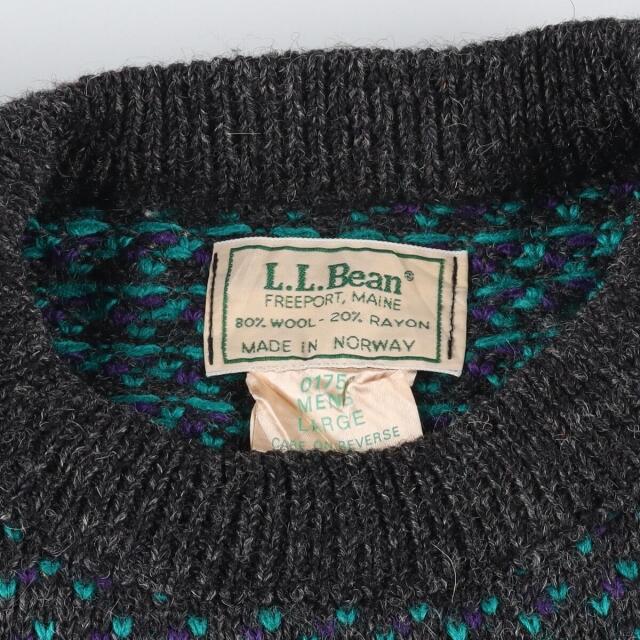 90年代 エルエルビーン L.L.Bean バーズアイ柄 総柄 ウールニットセーター ノルウェー製 メンズL ヴィンテージ /eaa277079 2