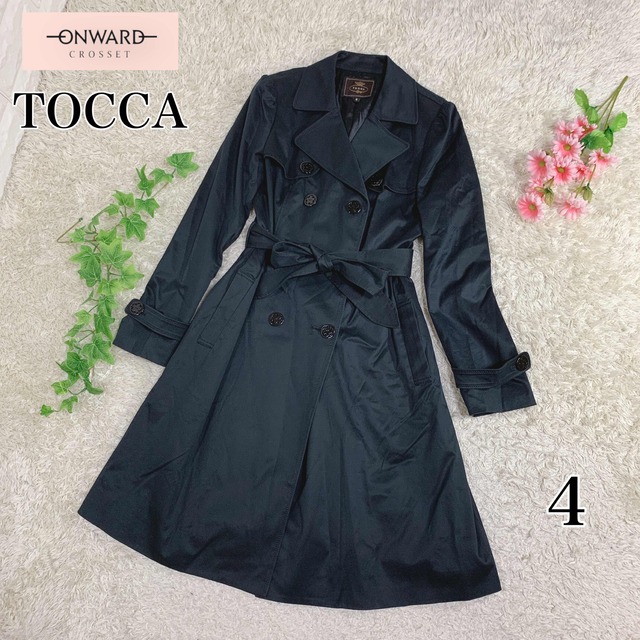 TOCCA(トッカ)の美品 TOCCA トッカ トレンチコート 花ボタン ブラック 4 オンワード樫山 レディースのジャケット/アウター(トレンチコート)の商品写真