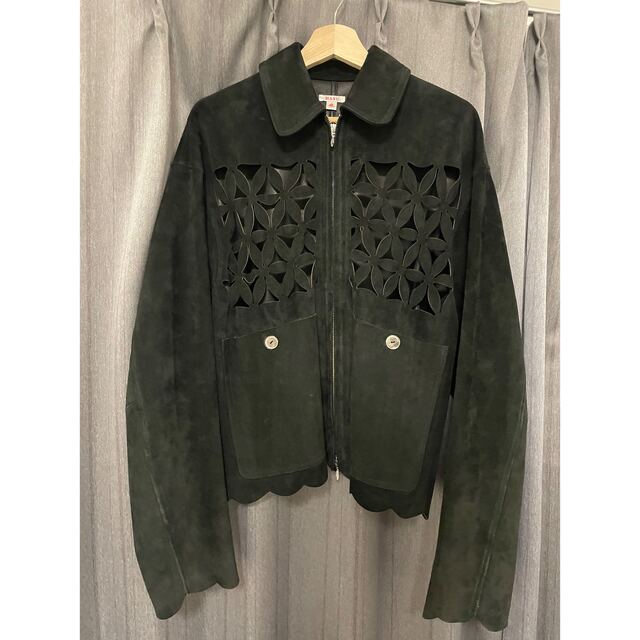 masu flower cut leather blouson