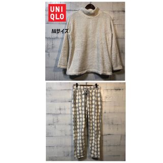 ユニクロ(UNIQLO)のUNIQLO フィンレイソン フリースセット サミヴッリ M 白/グレードット(ルームウェア)