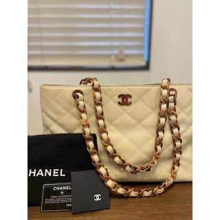 CHANEL❤キャビアスキン❤ウッド調ハンドル❤ヴィンテージ❤トート