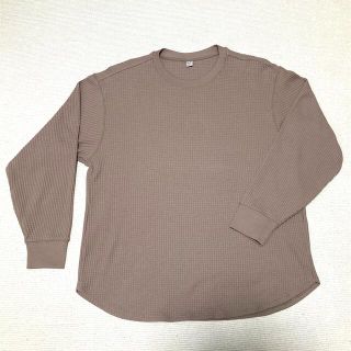 ユニクロ(UNIQLO)の【試着のみ】ユニクロ　ワッフルクルーネックT(長袖) レディースＬサイズ(Tシャツ(長袖/七分))