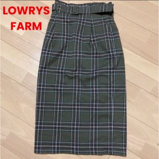 ローリーズファーム(LOWRYS FARM)のLOWRYSFARM タイト スカート ベルト付き チェック カーキ(ロングスカート)