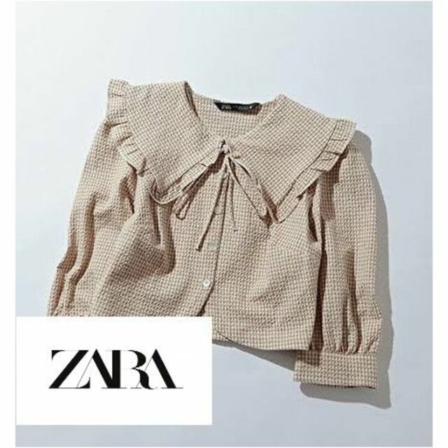 ZARA(ザラ)の【ZARA】テクスチャードチェックトップス【襟コンシャス】 レディースのトップス(シャツ/ブラウス(長袖/七分))の商品写真