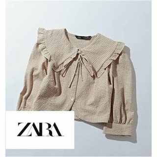 ザラ(ZARA)の【ZARA】テクスチャードチェックトップス【襟コンシャス】(シャツ/ブラウス(長袖/七分))