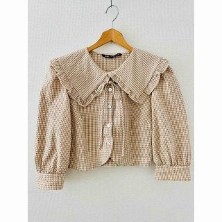 ZARA - 【ZARA】テクスチャードチェックトップス【襟コンシャス】の ...