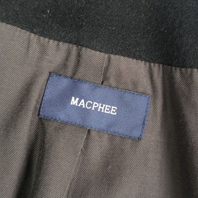 MACPHEE(マカフィー)のマカフィー ☆ ツイード レザー袖 ノーカラー ジャケット ブルゾン 38 黒 レディースのジャケット/アウター(ノーカラージャケット)の商品写真