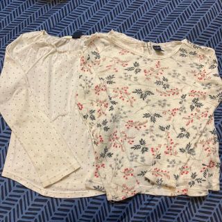 ベビーギャップ(babyGAP)のbaiya まとめ売り ベビーギャップ ロンティー 長袖 花柄 無地 白 100(Tシャツ/カットソー)