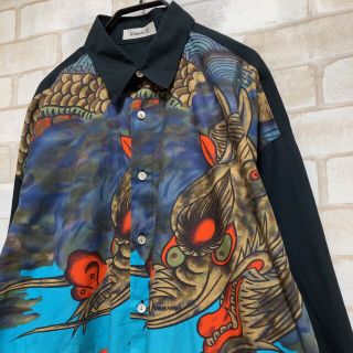 カンサイヤマモト(Kansai Yamamoto)の山本寛斎 龍 オーバーサイズ 黒 メンズ 柄シャツ(シャツ)