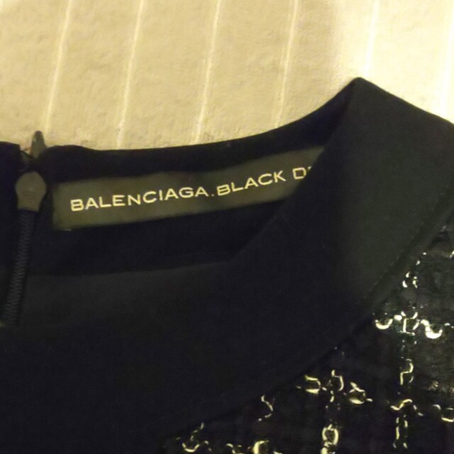 BALENCIAGA.BLACK DRESS ツィードワンピース 1