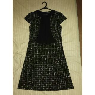 バレンシアガ(Balenciaga)のBALENCIAGA.BLACK DRESS ツィードワンピース(ひざ丈ワンピース)