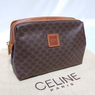 セリーヌ(celine)の美品 CELINE マカダム柄 ポーチ バニティバッグ(ポーチ)