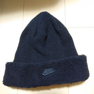 ナイキ(NIKE)の美品　NIKE　ナイキ　ニット帽　ボア　黒　冬　ロゴ　ユニセックス(ニット帽/ビーニー)