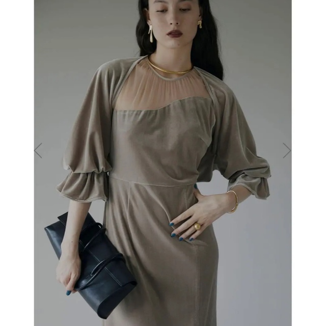 AMERI 2WAY CURVE VELOURS DRESS AMERI 2WAY CURVE VELOURS DRESS