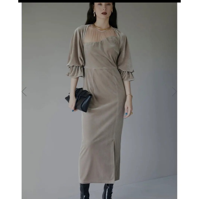 AMERI 2WAY CURVE VELOURS DRESS AMERI 2WAY CURVE VELOURS DRESS