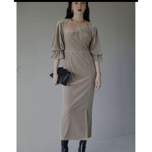 Ameri VINTAGE(アメリヴィンテージ)のAMERI  2WAY CURVE VELOURS DRESS レディースのフォーマル/ドレス(ロングドレス)の商品写真