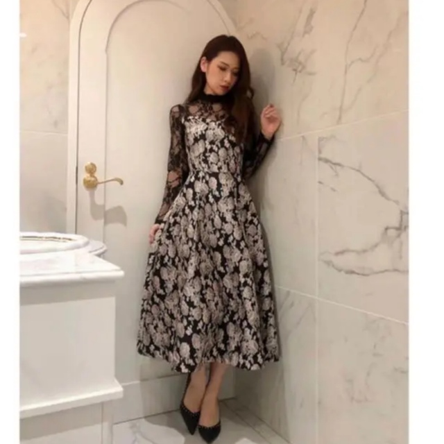 驚きの値段 レトロフラワージャガードワンピース スーツ・フォーマル・ドレス