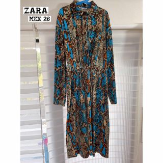 ザラ(ZARA)の【美品】ZARA 総柄　ワンピース　パイソン(ロングワンピース/マキシワンピース)