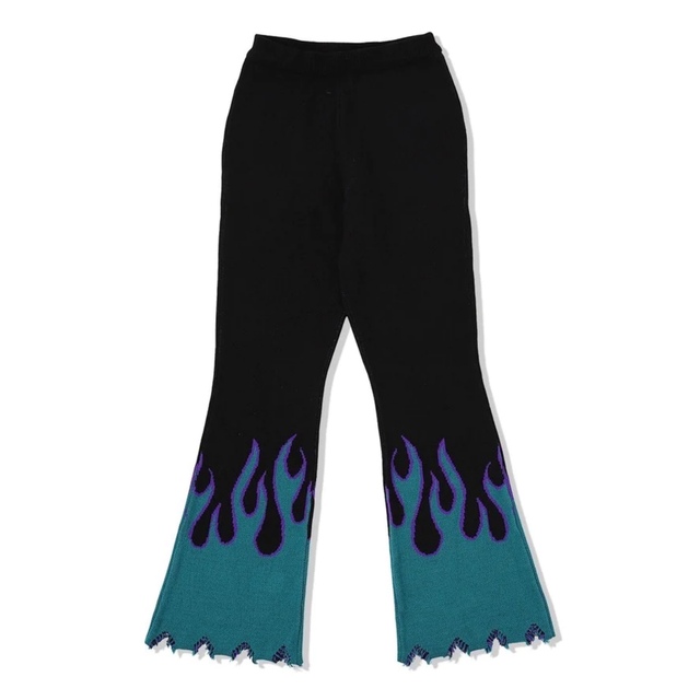 レディースnope girl Fire-Pattern Flared Knit Pants