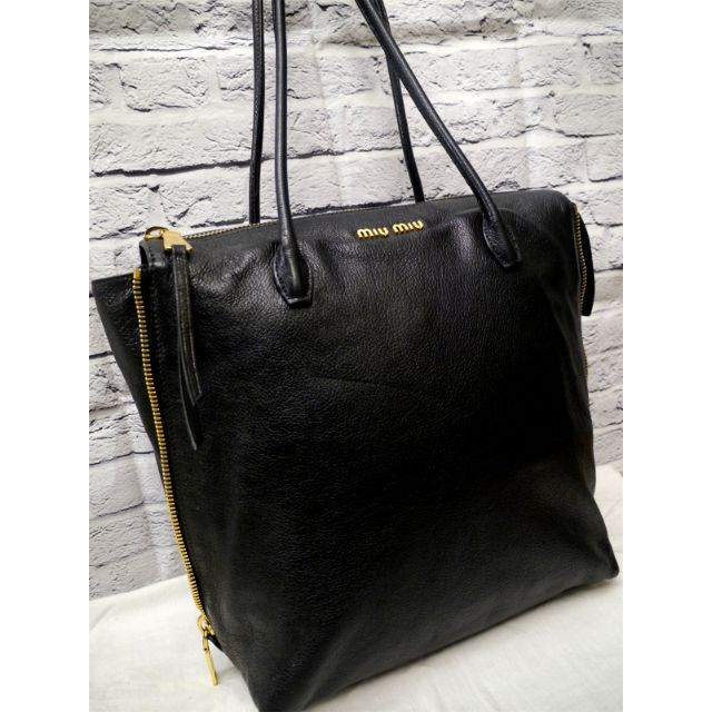美品☆miumiu ミュウミュウ MADRAS レザー ショッパートート バッグ-
