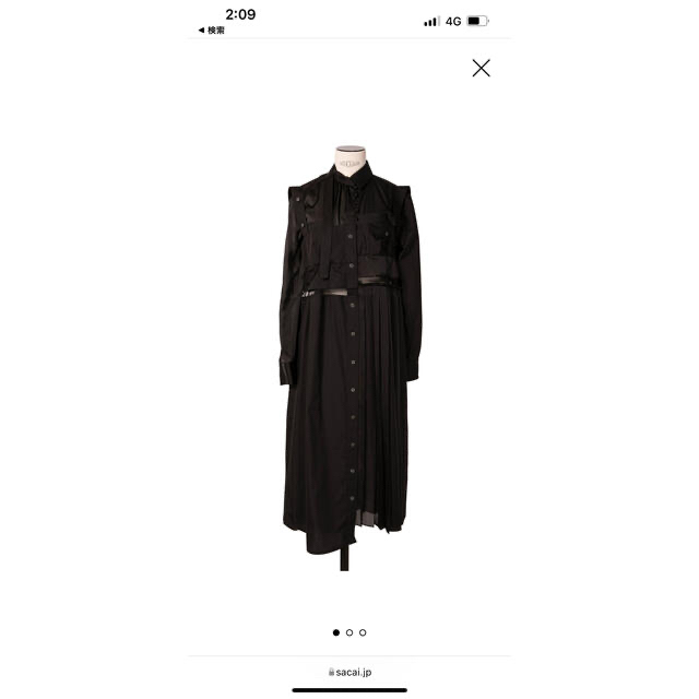 sacai(サカイ)のSacai Cotton Poplin Dressサイズ3 100%正規品 レディースのワンピース(ひざ丈ワンピース)の商品写真