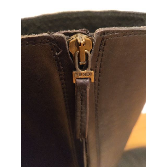レア FENDI フェンディ レースアップブーツ ズッカ柄 レザー ブラック
