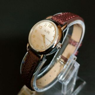 超美品◆ 正規品COACH コーチ腕時計シンプルアンティークゴールド本革ベルト宜しくお願い致します
