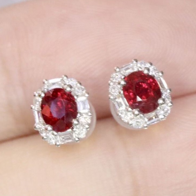 再入荷!】 ダイヤ ルビー 天然 ピアス0.68ct f k18 ピアス