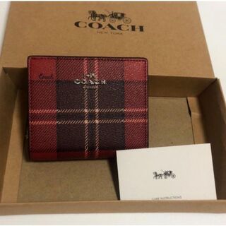 コーチ(COACH)のCOACH 新品 折り財布 【正規品】 タータンチェック 赤 CC810(財布)
