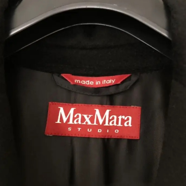 極美品‼️【マックスマーラ】高級感が漂う異素材切り替えウールコートブラック黒