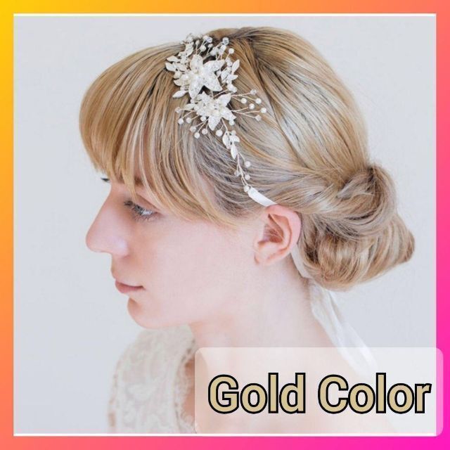 ヘア アクセサリー 髪飾り ヘッド ドレス バレッタ ウェディング 結婚式 レディースのヘアアクセサリー(カチューシャ)の商品写真