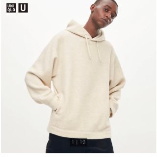 ユニクロ(UNIQLO)のワイドフィットフリースプルパーカー　ユニクロU uniqlou 美品(パーカー)