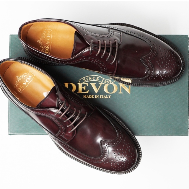 国内販売参考定価新品【DEVON】UKラストハンドメイドウィングチップシューズUK9/JP28