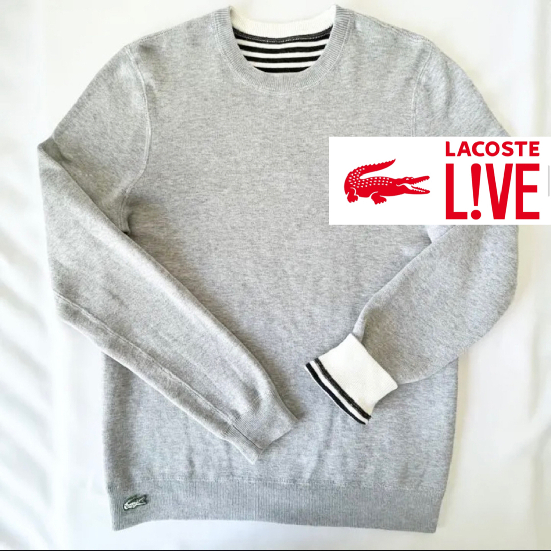 【超美品】LACOSTE L!VEラコステ 無地×ボーダー柄リバーシブルニット