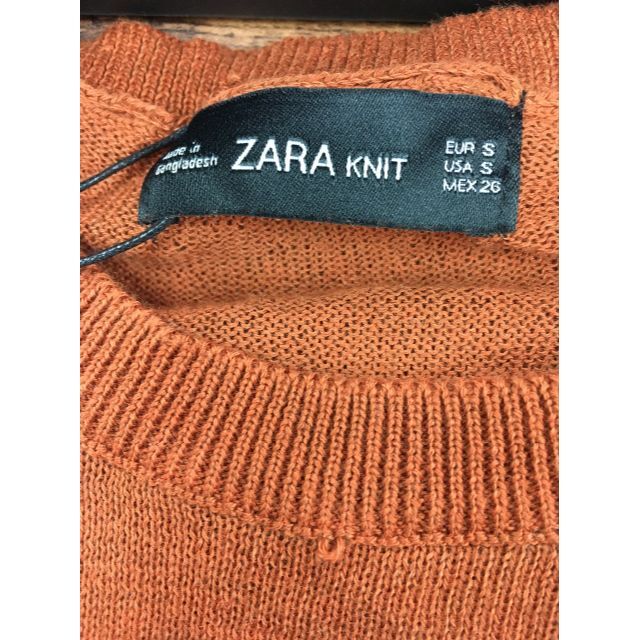 クルーネックニット　テラコッタ　Sサイズ　ZARA　レディース　新品　未使用　タ