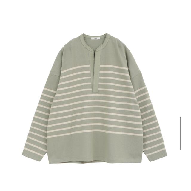 CLANE(クラネ)のCLANE WIDE HENLEY NECK BORDER TOPS MINT レディースのトップス(カットソー(長袖/七分))の商品写真