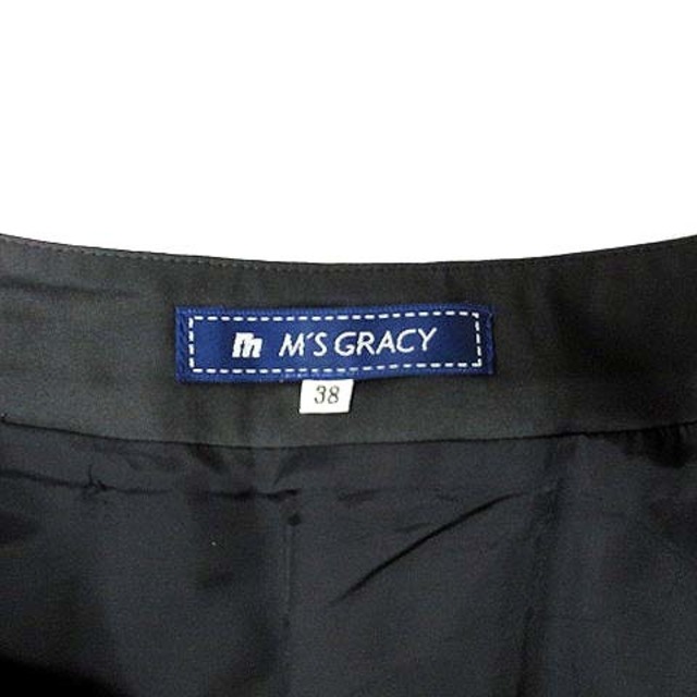M'S GRACY(エムズグレイシー)のエムズグレイシー ボックスプリーツ フラワー レース スカート 膝丈 黒 38 レディースのスカート(ひざ丈スカート)の商品写真